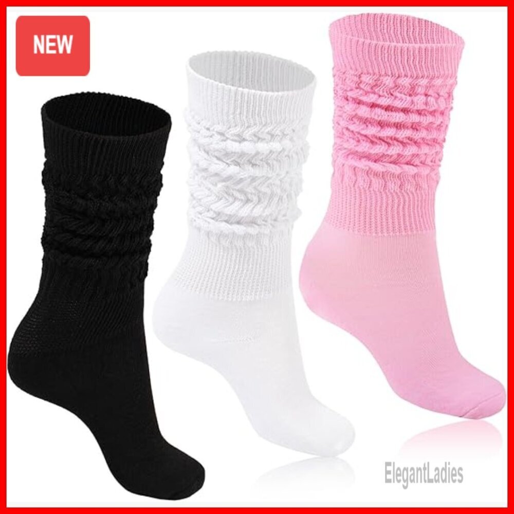 Women's Thick Thermal Slouch Socks 3-Pair Set for Boots Hiking